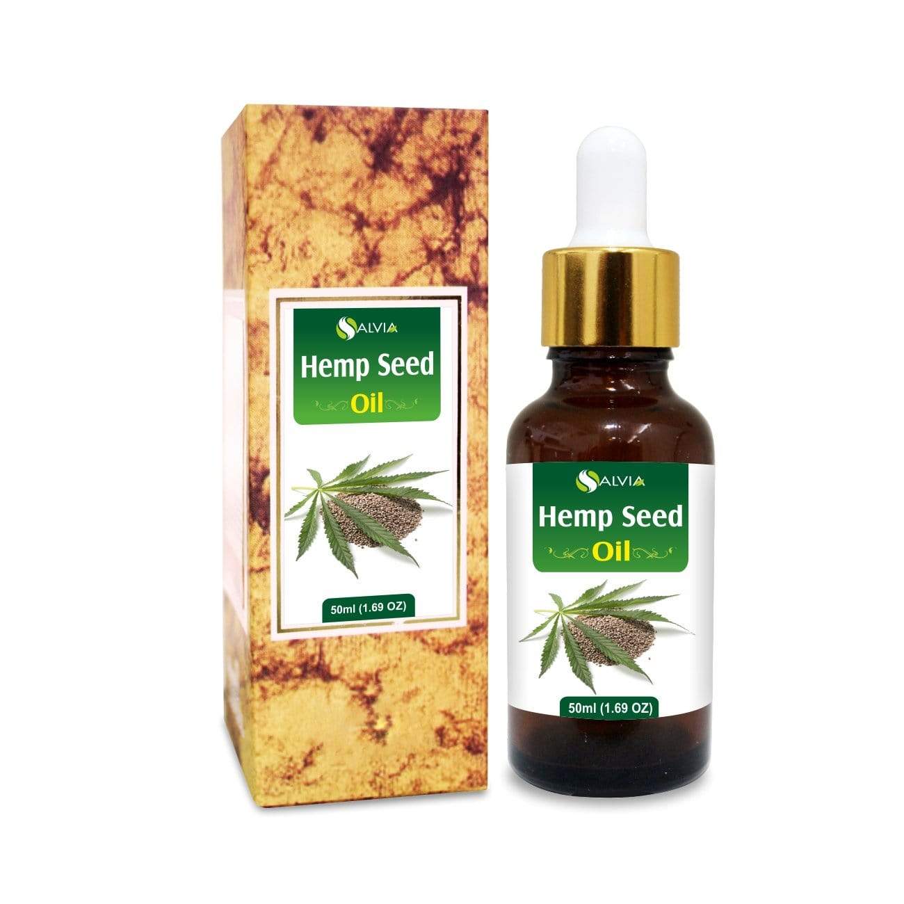 Salvia Natural Carrier Oils 50ml Hemp Seed Oil (Cannabis sativa) | Pure And Natural Non- comedogenic Seed Oil | Alleviate Dry Skin, Strengthen Nails And Heal Cuticles, Remove Makeup, Condition Hair, Reduce Acne